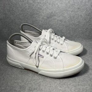 Superga 2750 Cotu Classic Shoes Mens Size 8.5 White Low Top Canvas Sneakers READ